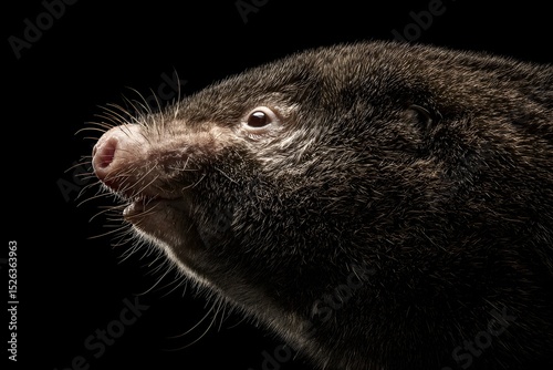Close-up of a therian mammal highlighting textured fur and fine features. photo