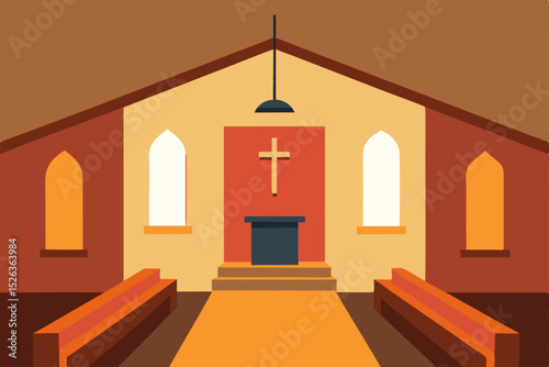 Simple Church Interior Design A Minimalist Illustration of Faith and Worship