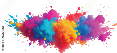 Lively and Bold Watercolor Stains and Brush Strokes in an Explosive Burst of Colors, Creating a Modern Abstract Design on a Crisp White Canvas, Bringing a Dynamic Artistic Expression.
