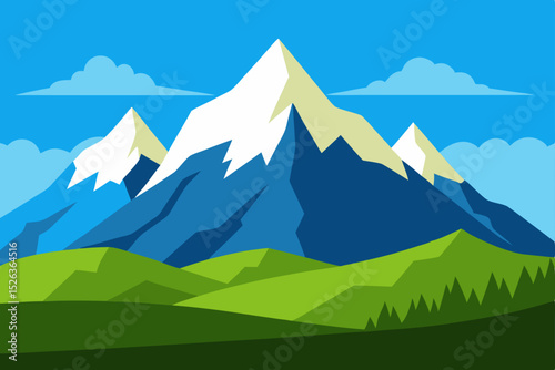 Majestic Mountain Peaks A Stunning Landscape Illustration of Serene Nature