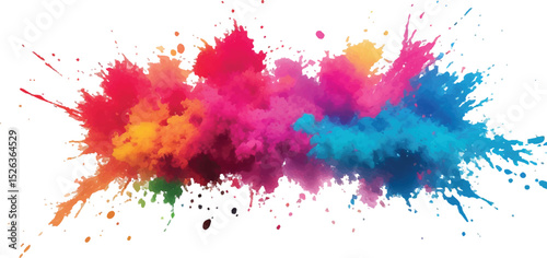Lively and Bold Watercolor Stains and Brush Strokes in an Explosive Burst of Colors, Creating a Modern Abstract Design on a Crisp White Canvas, Bringing a Dynamic Artistic Expression.
