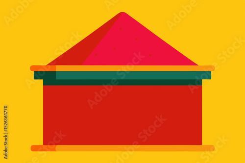 Vibrant Red Pyramid Structure Abstract Geometric Design Illustration