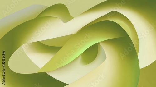 Abstract ribbon-like green and yellow shapes flowing in soft curves, creating a smooth, organic, and harmonious digital composition.








