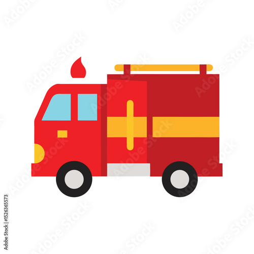 Red Fire Truck Flat Vector Design