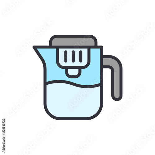 Stylized Water Filter Pitcher Icon Fresh Hydration In Minimal Style