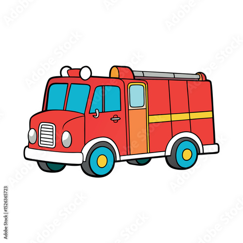 Emergency Fire Truck Color Illustration
