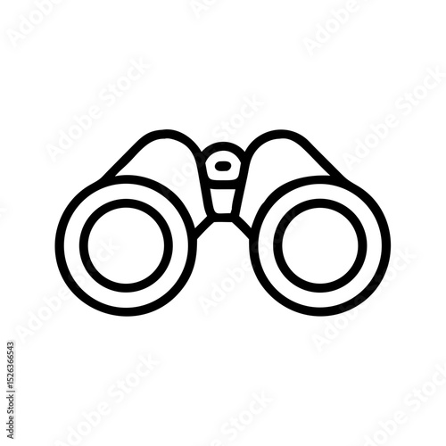 Binoculars, outline icon. Black illustration, vector. Modern minimal flat design, white background.