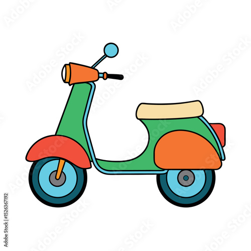 Cute Moped Vector Art on White Background