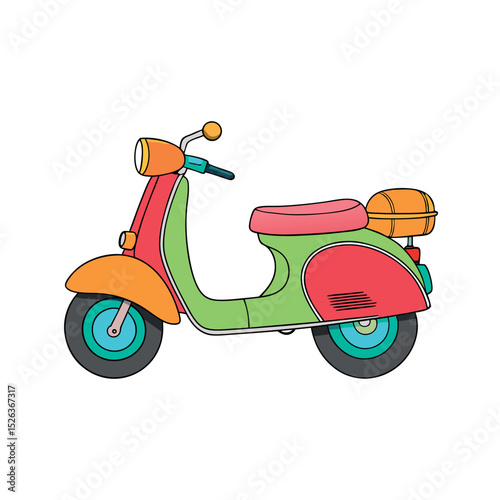 Simple Moped Vector Illustration on White Background