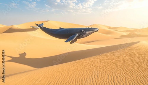 Fototapeta Naklejka Na Ścianę i Meble -  Whale in the Desert Surreal Landscape Photography