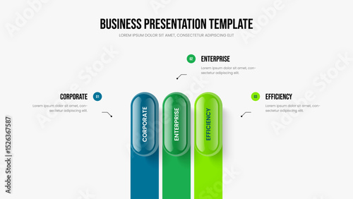 Business Strategy Three Option Diagram Frame Layout. Visual Profile 3 Element Infographic Presentation Template. Advertising Plan Slide Design Vector Illustration.