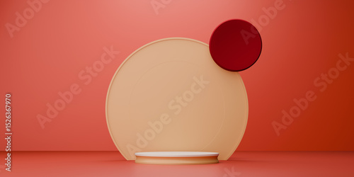 Minimal Red Backdrop Showcases Circular Platform