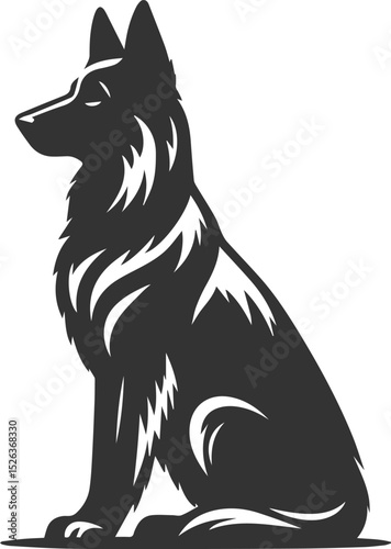 German shepherd breed dog vector black silhouette animal drawing