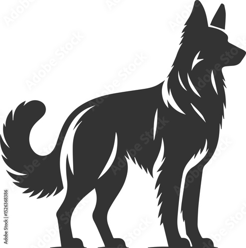 German shepherd breed dog vector black silhouette animal drawing
