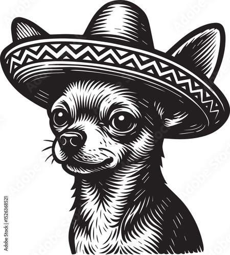 chihuahua dog mexican hat vector illustration
