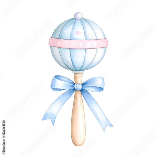 Sweet Serenity: A gentle illustration captures a charming baby rattle, presented in soft pastel colors, symbolizing the beginning of a new life.