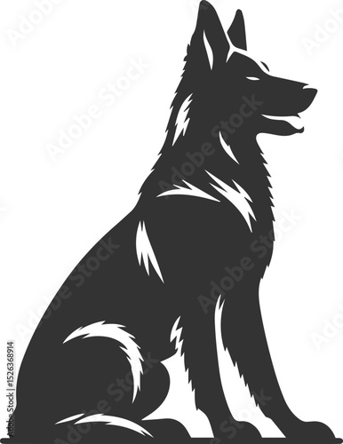 German shepherd breed dog vector black silhouette animal drawing