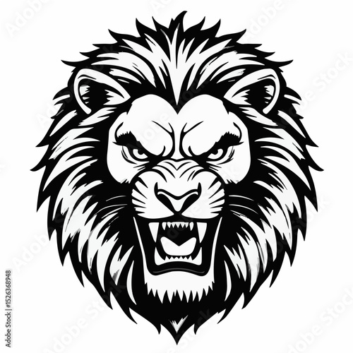 Fierce Lion Head Vector Line Art