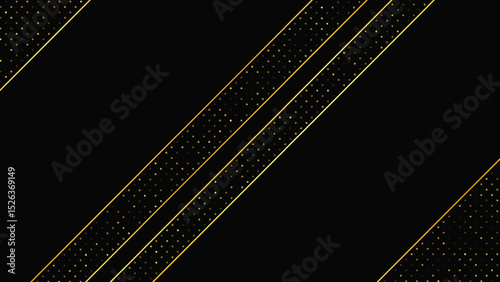 Dark background with golden lines and glittering dots