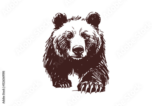 Brown Bear hand drawn sketch vector illustration