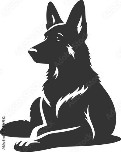 German shepherd breed dog vector black silhouette animal drawing