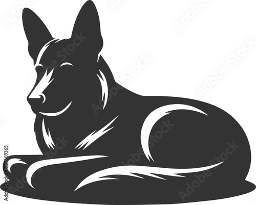 German shepherd breed dog vector black silhouette animal drawing