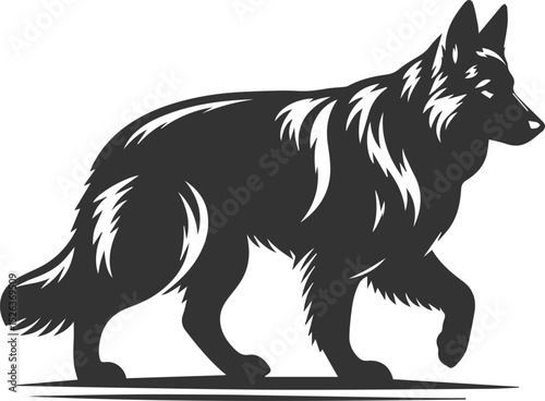 German shepherd breed dog vector black silhouette animal drawing