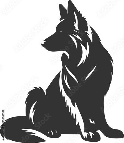 German shepherd breed dog vector black silhouette animal drawing