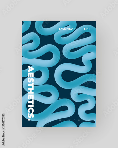 Bright abstract poster with fluid 3D shapes. Vivid Tubes with Gradient Effect
