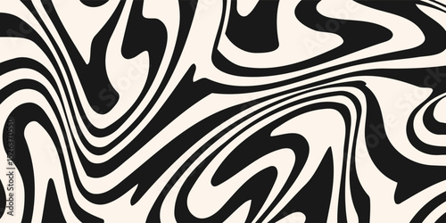 Diagonal wavy lines seamless pattern. Vector abstract liquid lines background. Simple black and white texture with diagonal waves, stripes, fluid shapes. Groovy repeated design for decor, print, cover