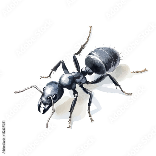 watercolor of Ant, vector high quality, isolated on a white background.