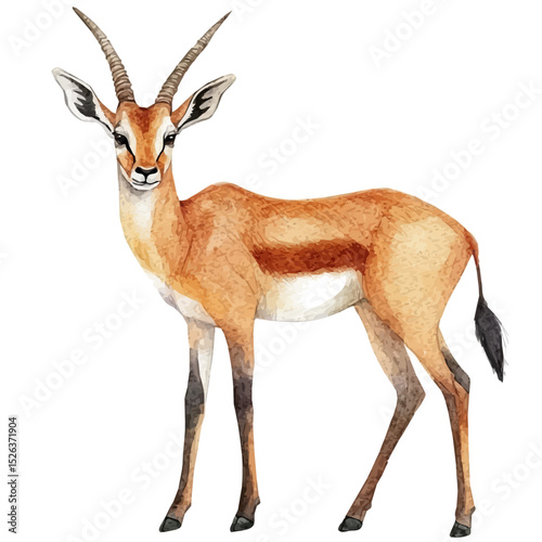 Antelope, watercolor painting vector, high quality, isolated on a white background.
