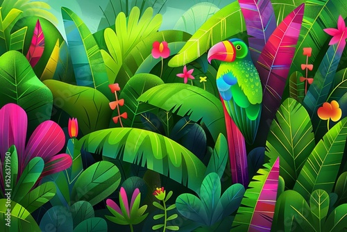 Exploring interactions in a vibrant forest ecosystem with diverse wildlife and plant life