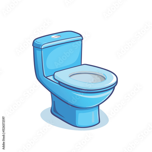 Cartoon illustration of a blue toilet isolated on a white background vector