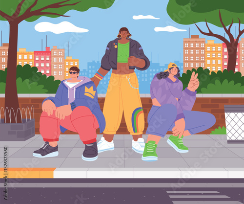 Streetwear Style People Hand-drawn flat Illustration