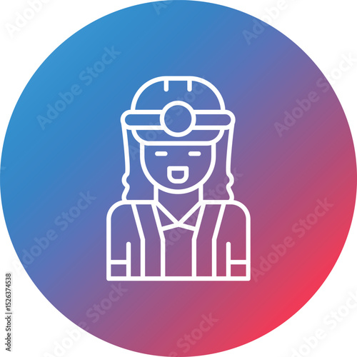 Female Engineer Line Gradient Circle Background Icon