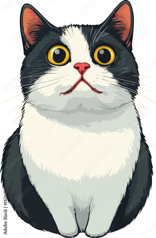 Obraz premium Cartoon Cat with Shocked Expression