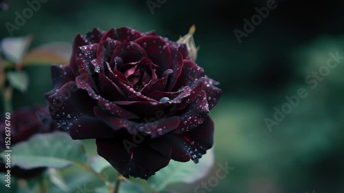 Dark Beauty: Velvet Rose with Dewdrops