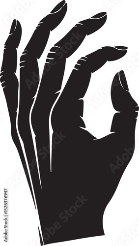 Hand Gesture Silhouette with Open Palm, a Dynamic Art Design, Perfect for Symbolic Communication Decor and Gesture Illustration