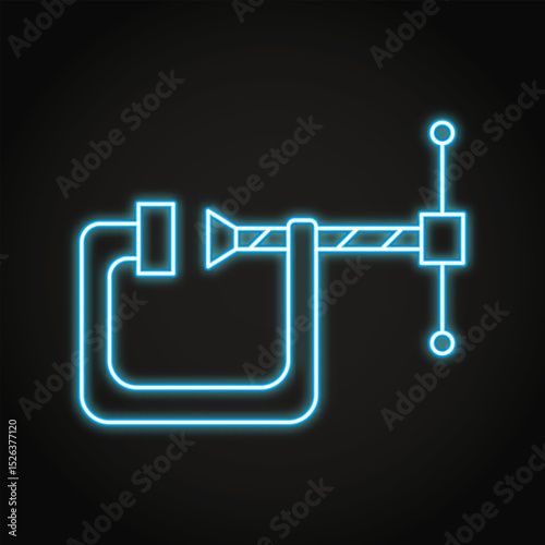 Vice clamp neon line icon