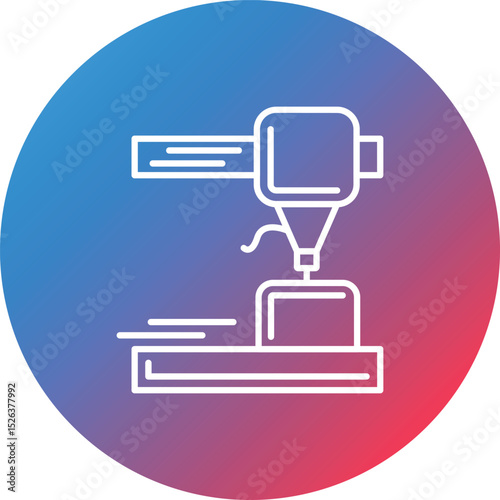 3D Printer Line Gradient Circle Background Icon
