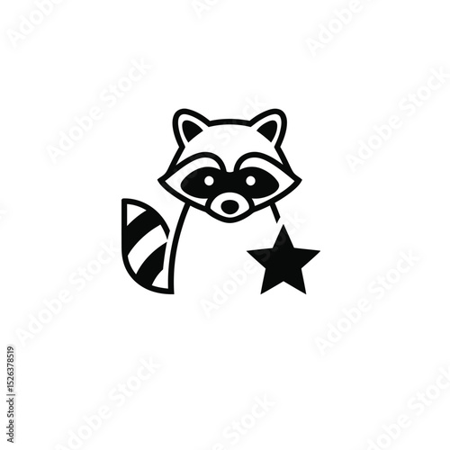 Cute raccoon illustration with star design element