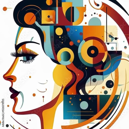 Video with a girl. Decorative illustration.