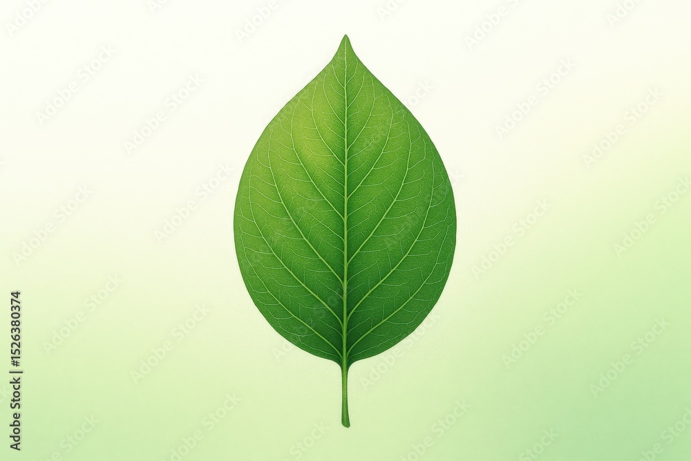 Obraz premium A Soft Colour Transition from White to Green, Featuring a Detailed Leaf in the Centre