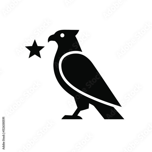 Blue falcon bird icon with star graphic design