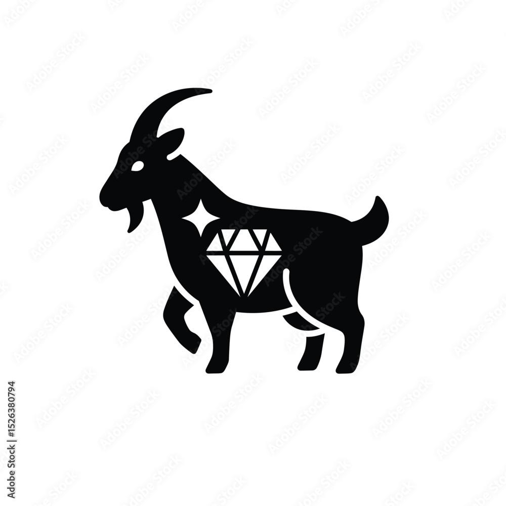 Fototapeta premium Goat with diamond icon icon design