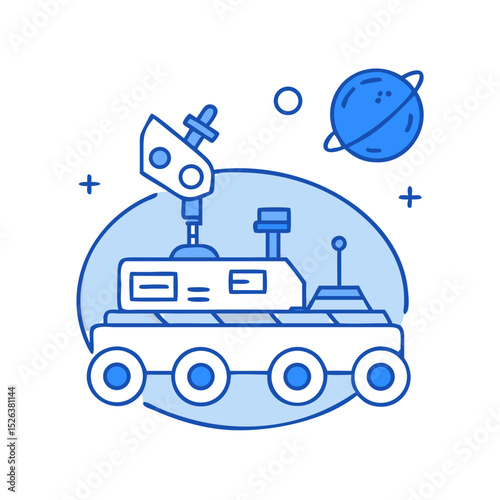 Robotic rover on alien terrain

