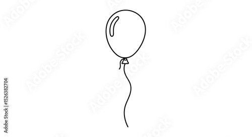 Hand Drawn Single Balloon Doodle - Minimalist Vector Party Icon