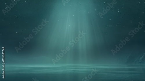 Mystical underwater scene, light beams, starry night, tranquil background, perfect for fantasy design