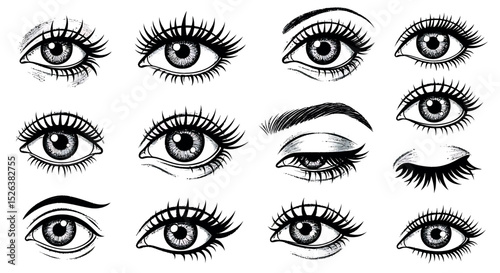Hand Drawn Eye Illustrations Set - Expressive Sketch Vector Collection